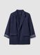 Blazer in misto viscosa blu regular fit con polsini a righe_4