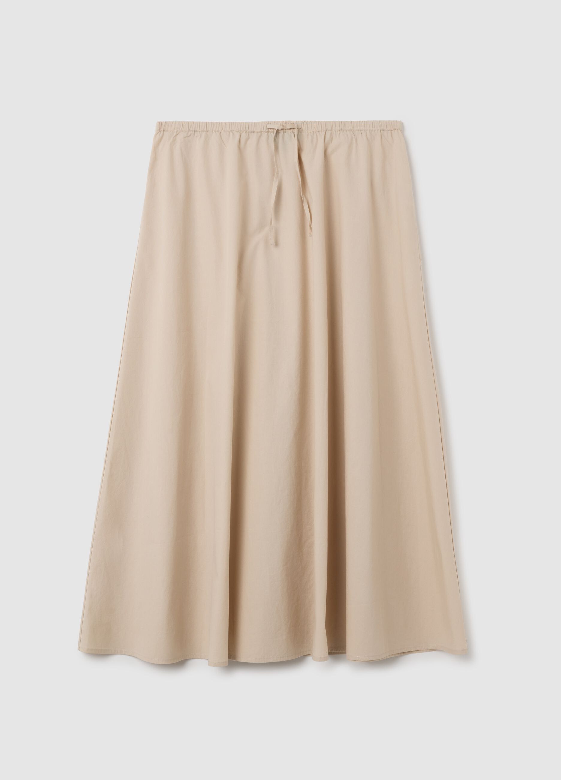 Women's Long Beige Pure Cotton Skirt