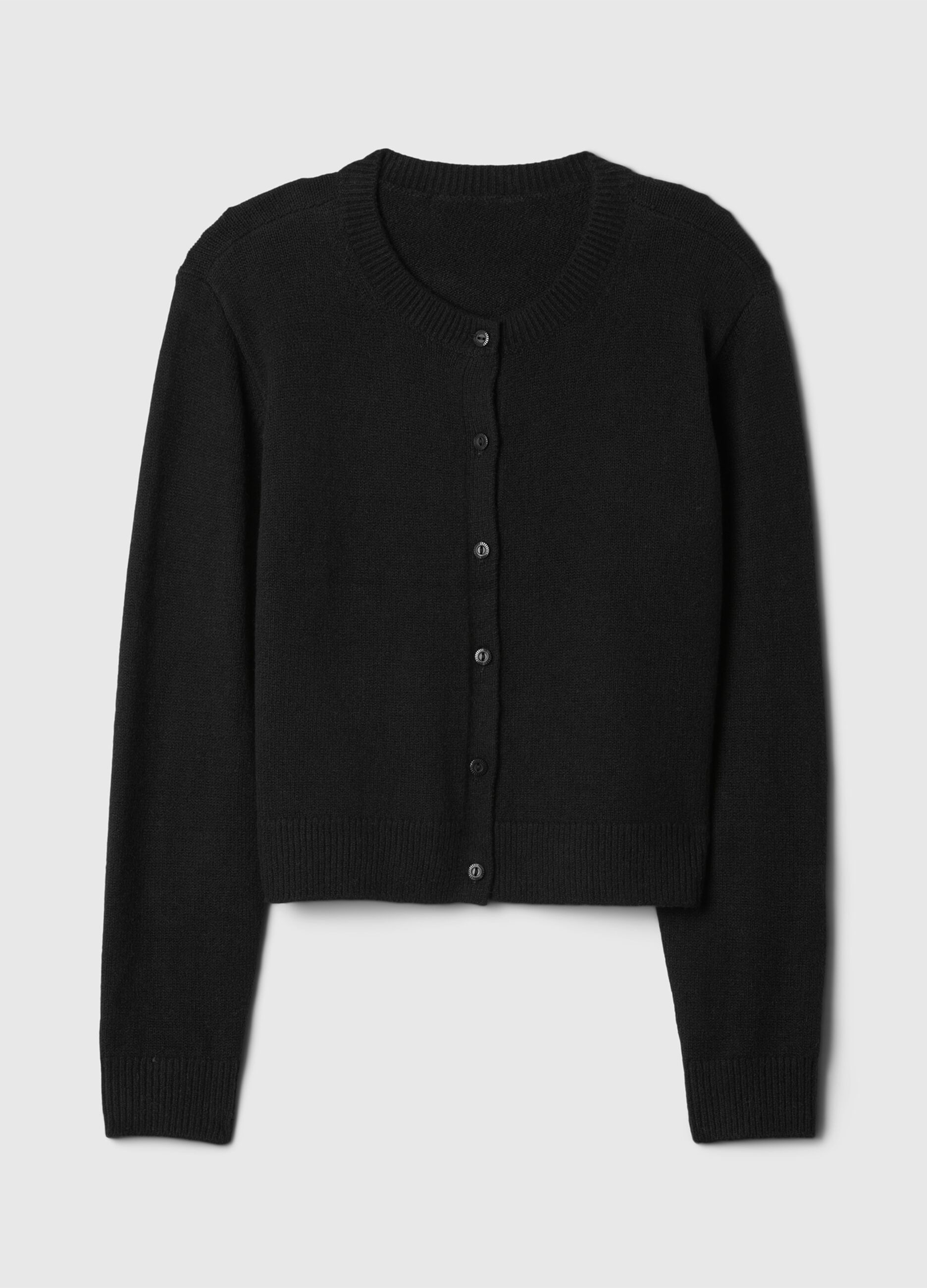 Solid colour cardigan with round neck