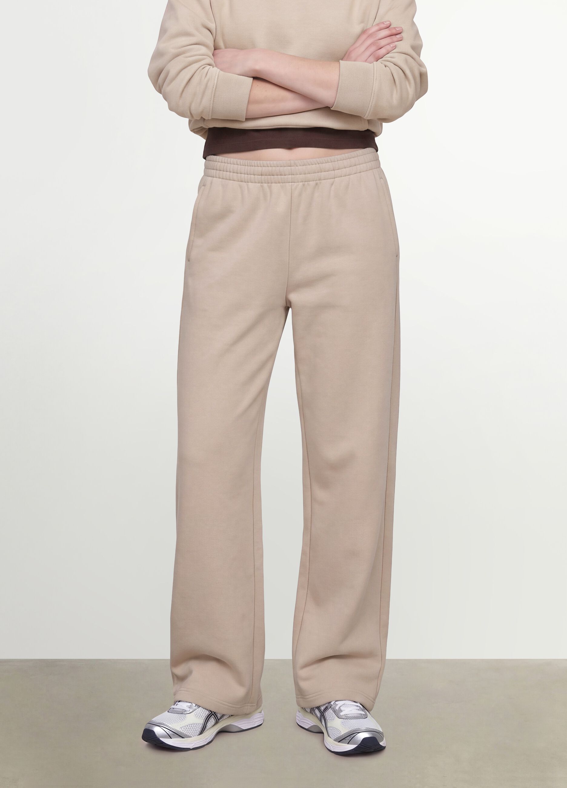 White cotton-blend straight-fit joggers