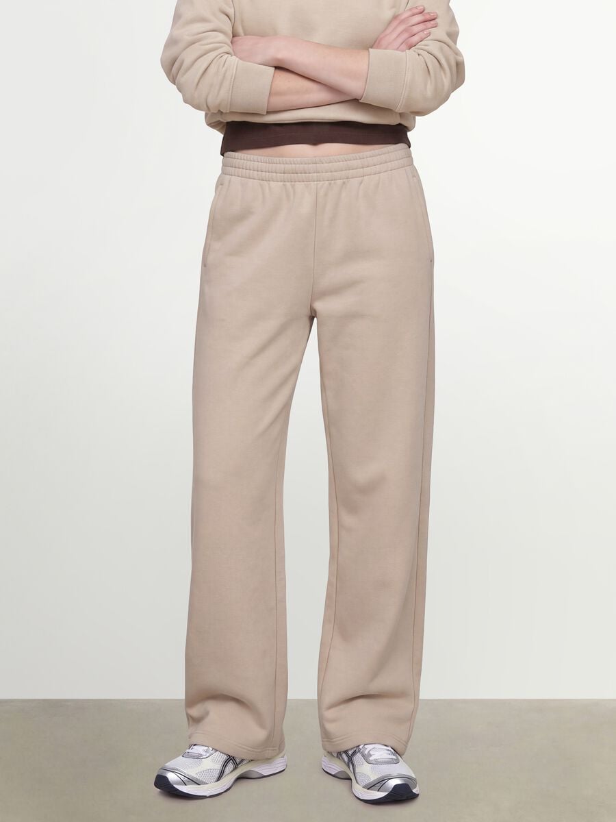 White cotton-blend straight-fit joggers_1