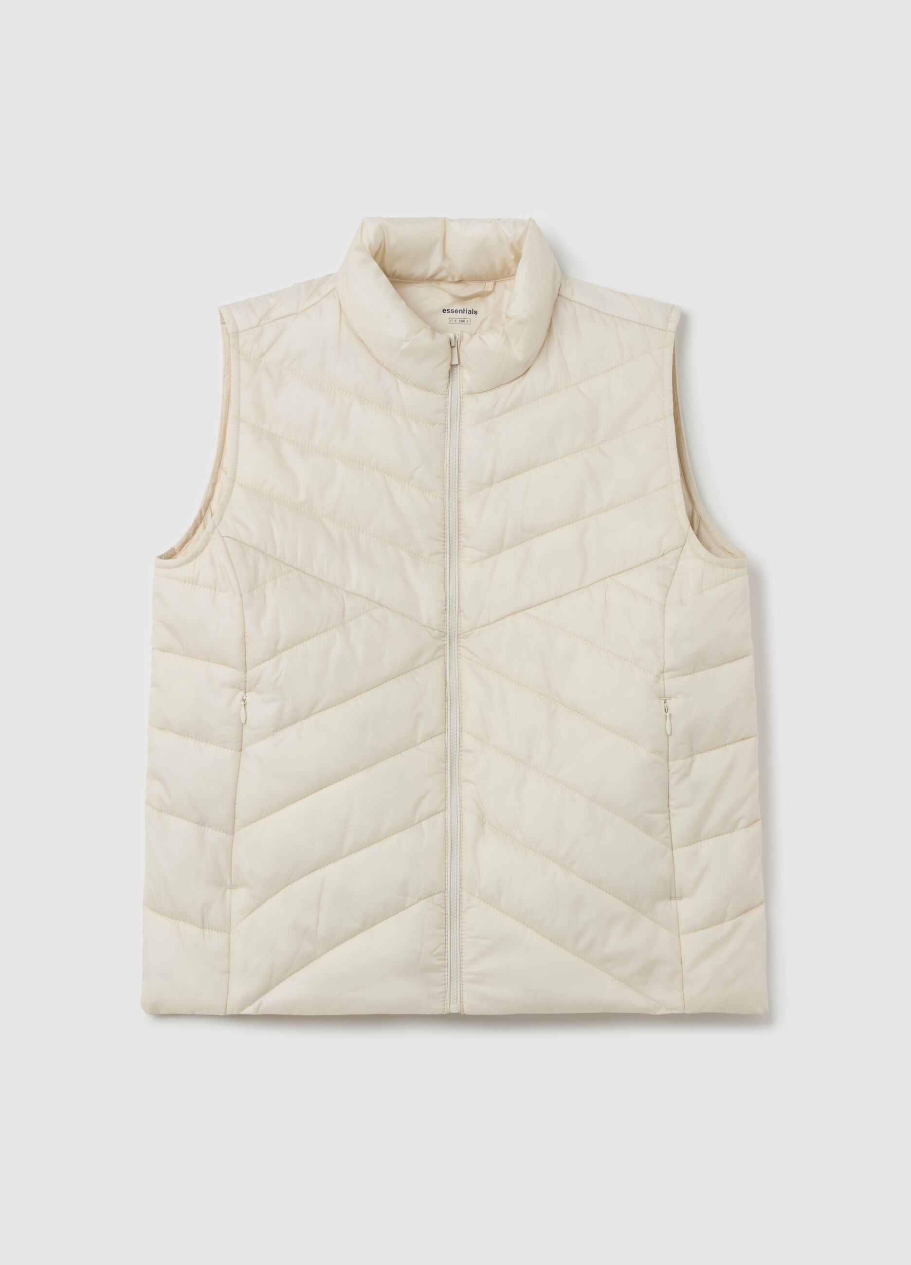 Full-zip ultralight gilet with high neck