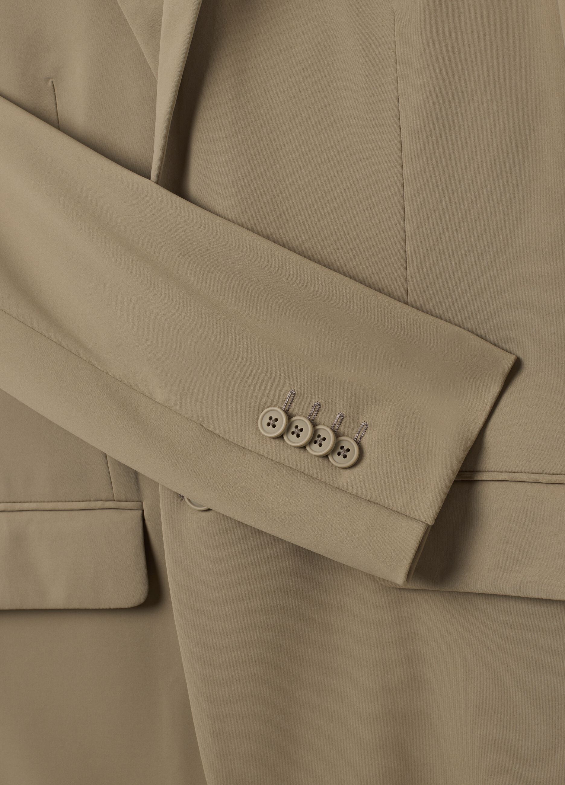 Beige Stretch Fabric Slim Fit Blazer