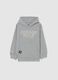 Grey oversized cotton blend kids' hoodie with Chicago Bulls print_0