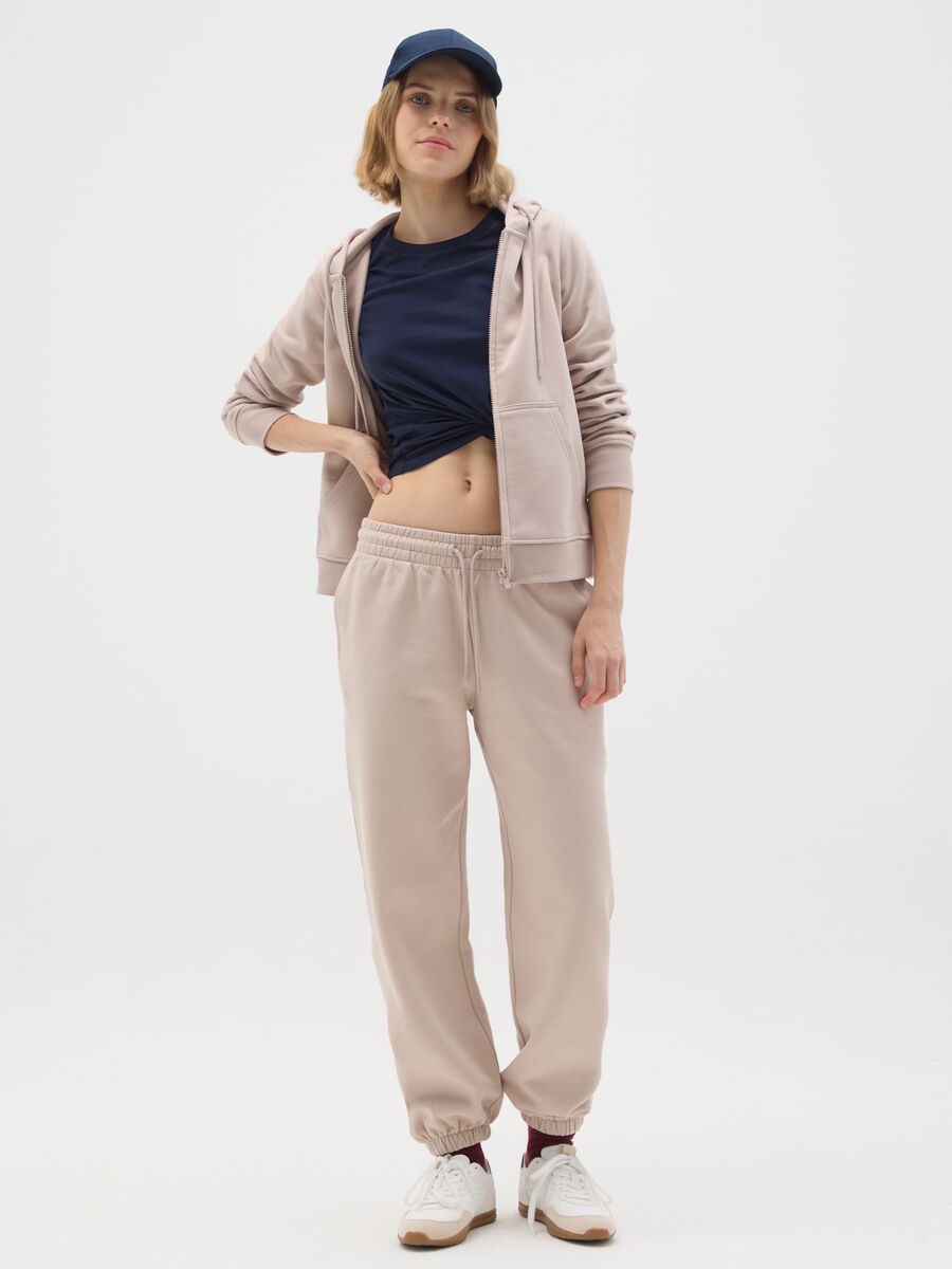 Regular fit beige cotton blend sweatshirt_1