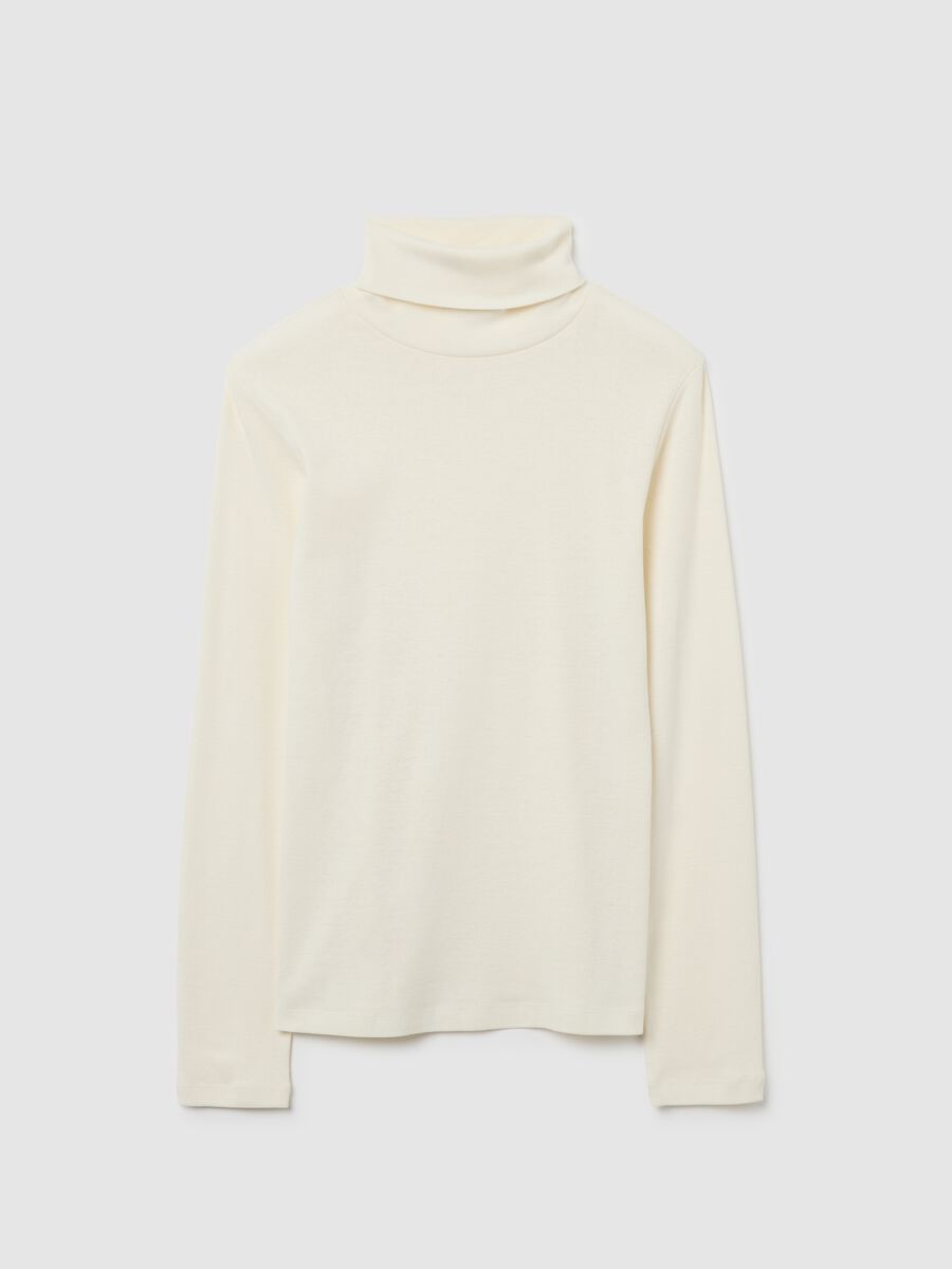 Dolcevita in misto cotone bianco regular fit_4