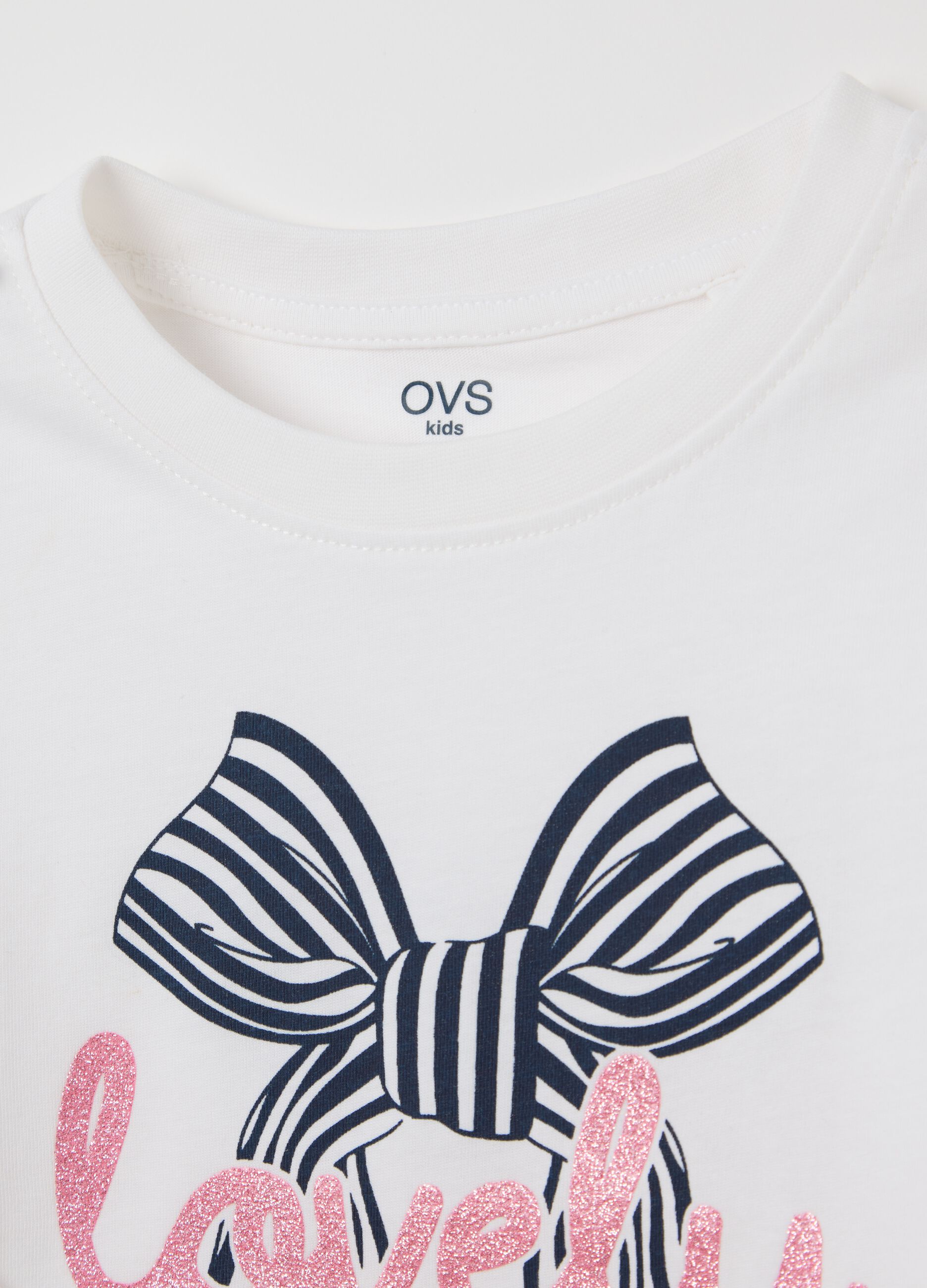 "Lovely" T-shirt with long sleeves in cotton