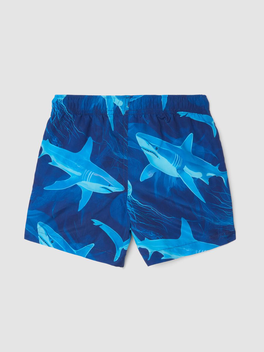 Blue shark-print swim shorts_1