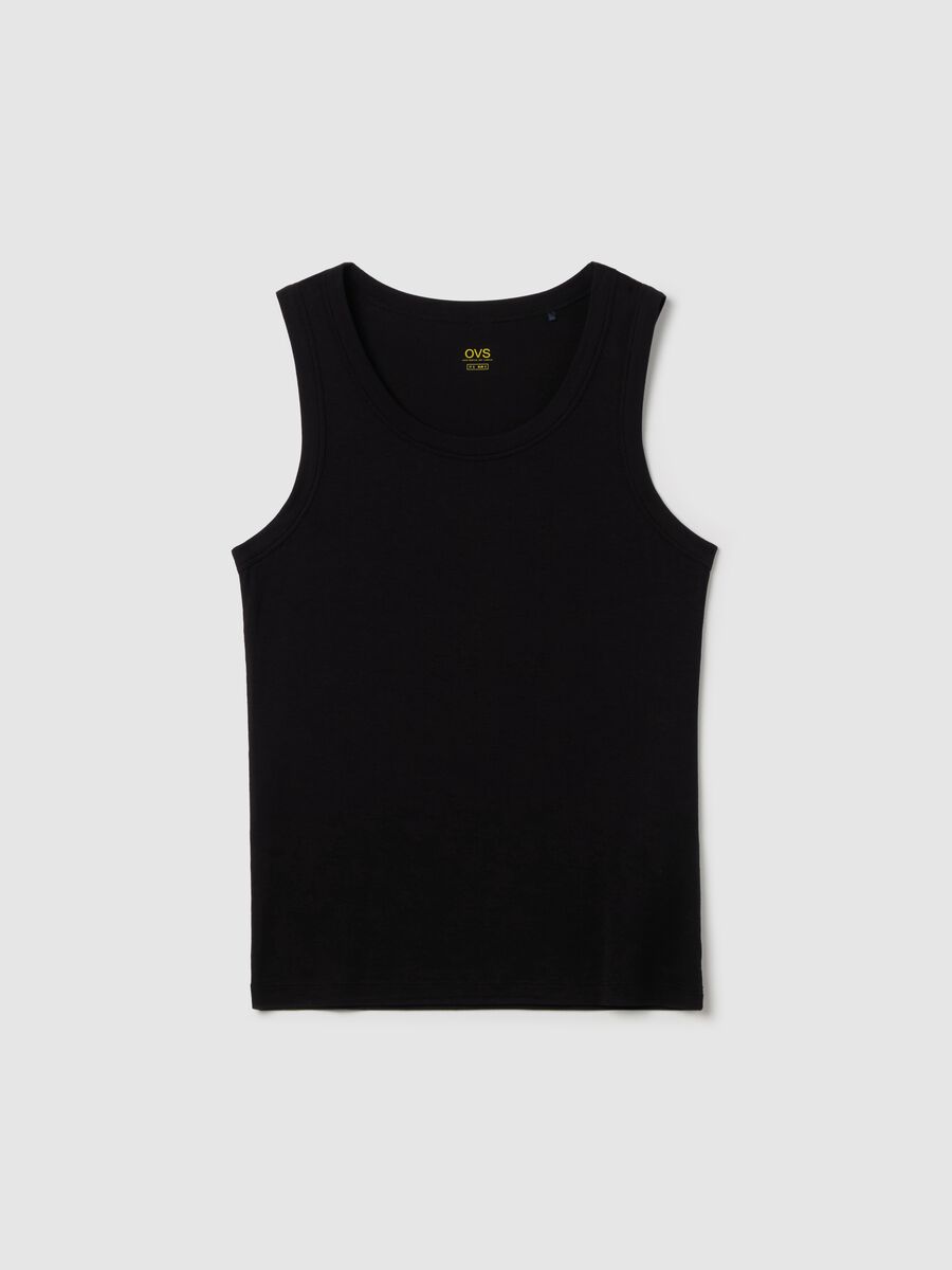 Basic black tank top in stretch viscose_4