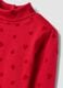 Red pure cotton roll-neck T-shirt with heart print_2
