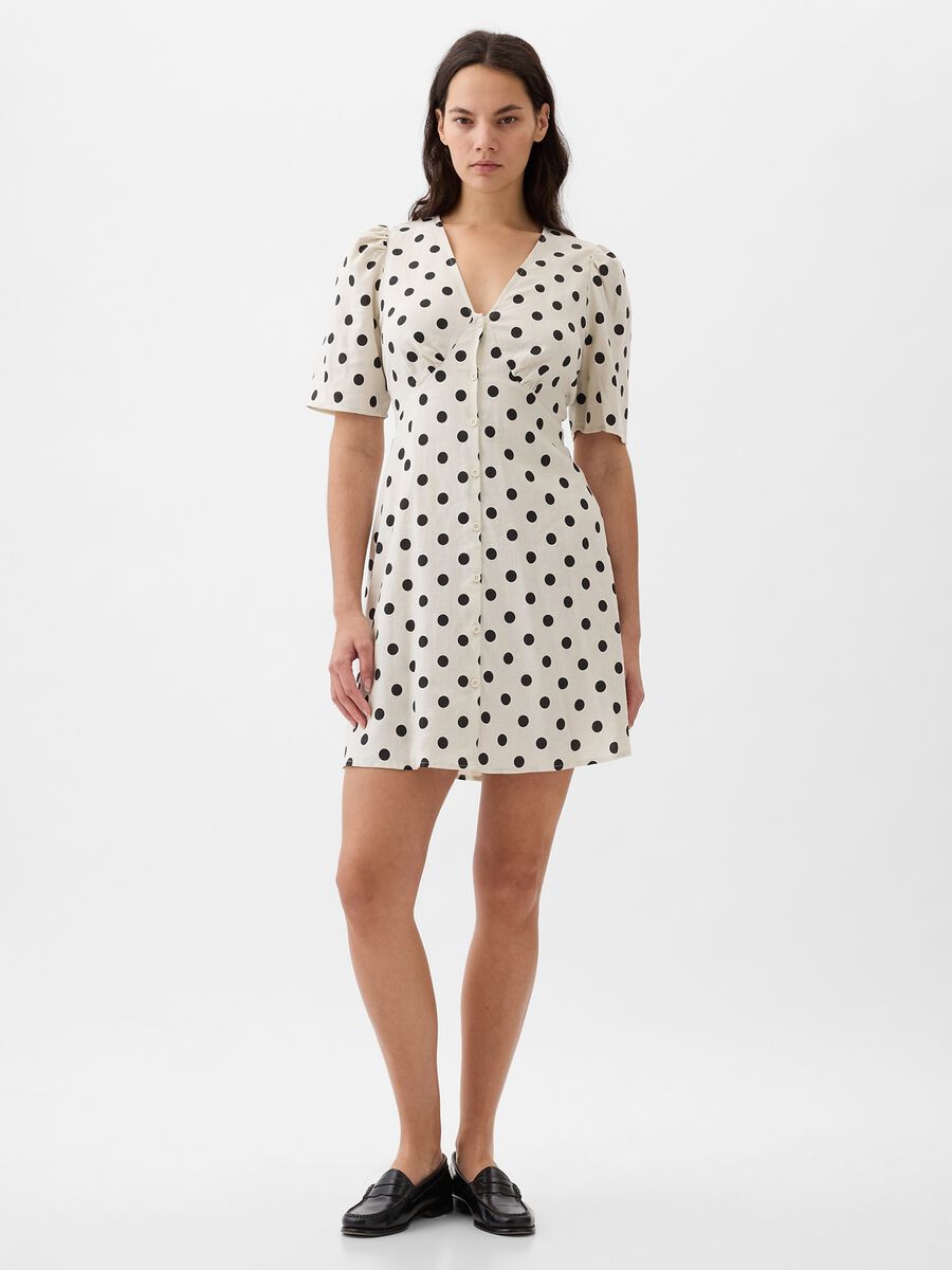 Short polka dot dress with buttons_0