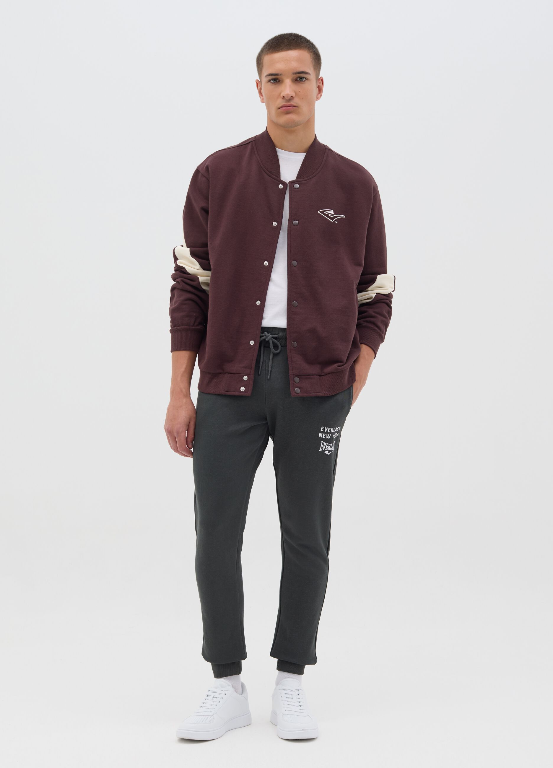 Fleece bomber jacket with logo print