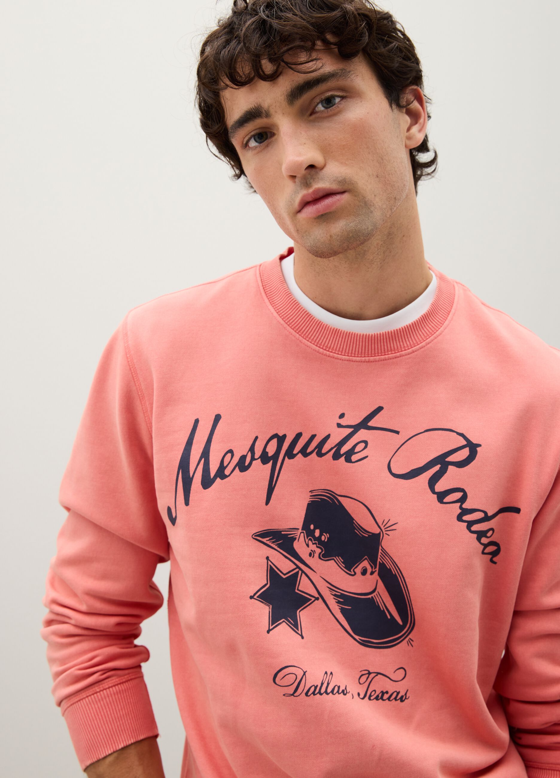Felpa in puro cotone rosa regular fit