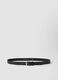 Black genuine leather belt with metal buckle_0
