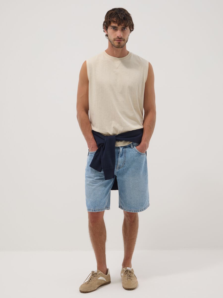 Beige pure cotton vest_1