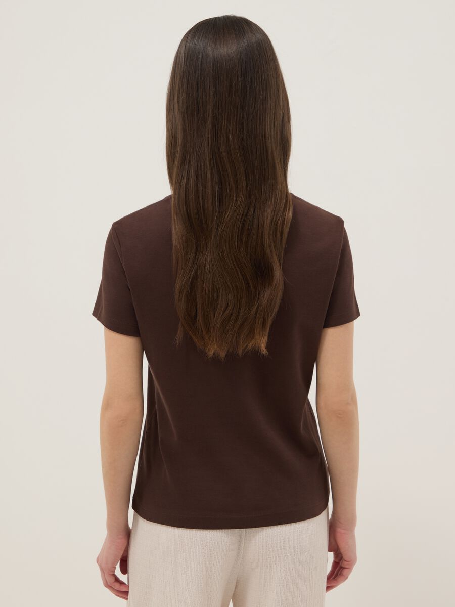 Brown pure cotton regular fit T-shirt_3