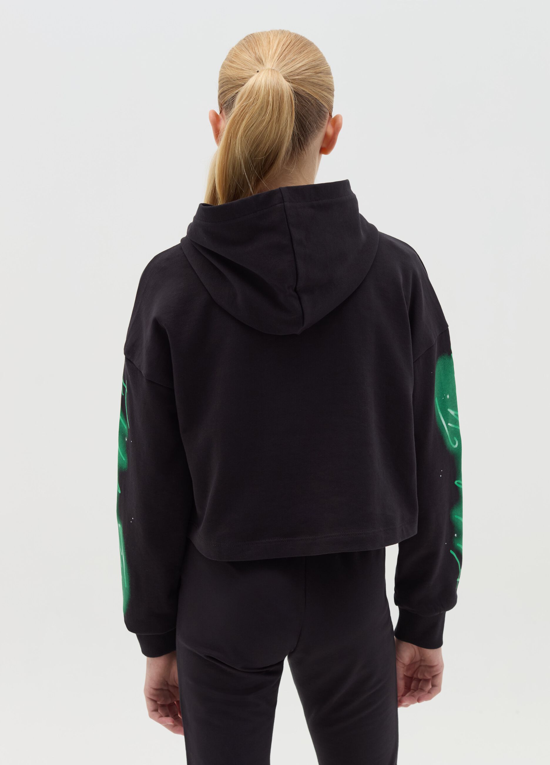 Felpa boxy fit con cappuccio stampa Wicked 