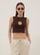 Brown stretch cotton regular-fit tank top with print_2