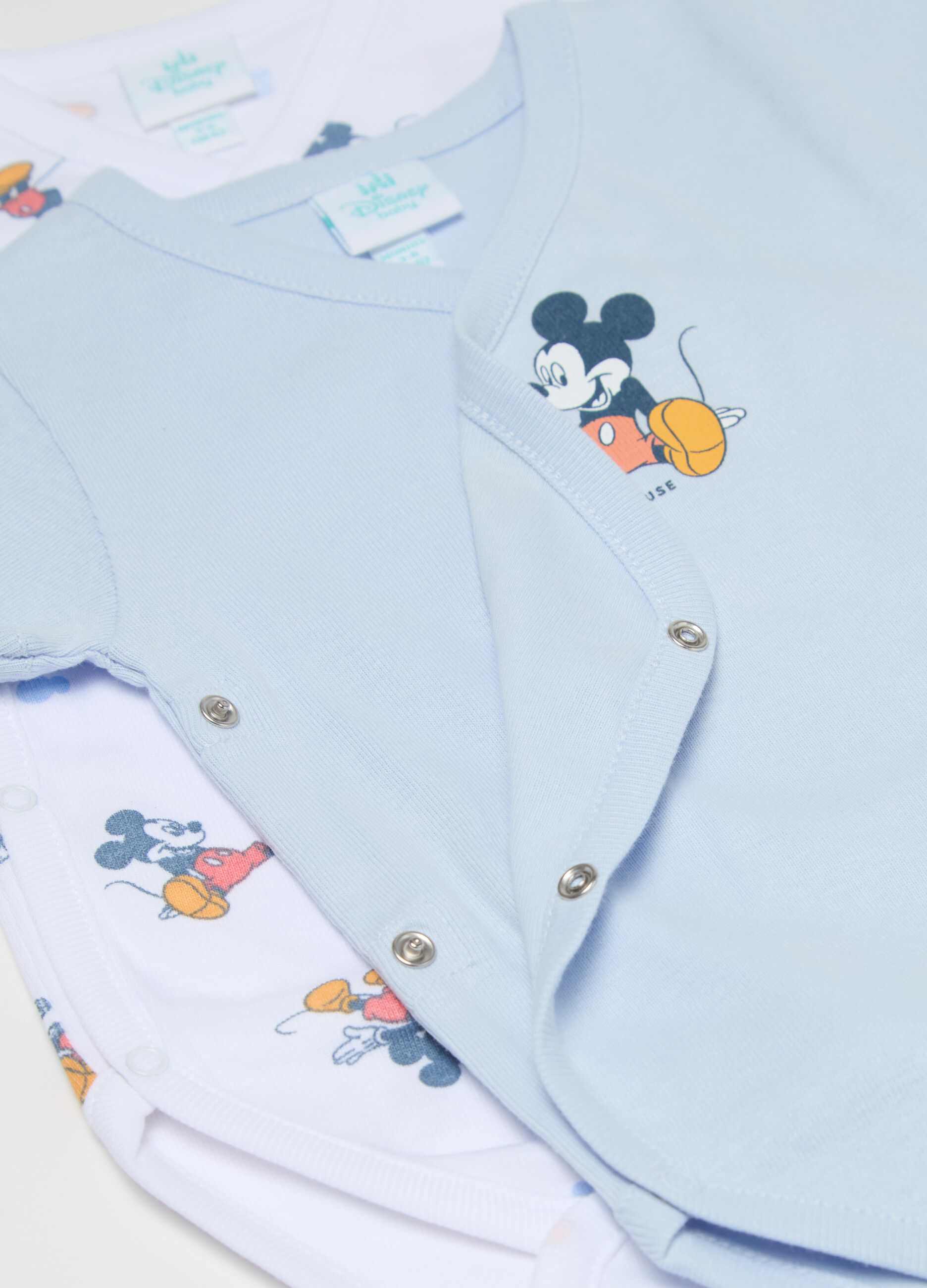 Two-pack bodysuits in cotton with Mickey Mouse print