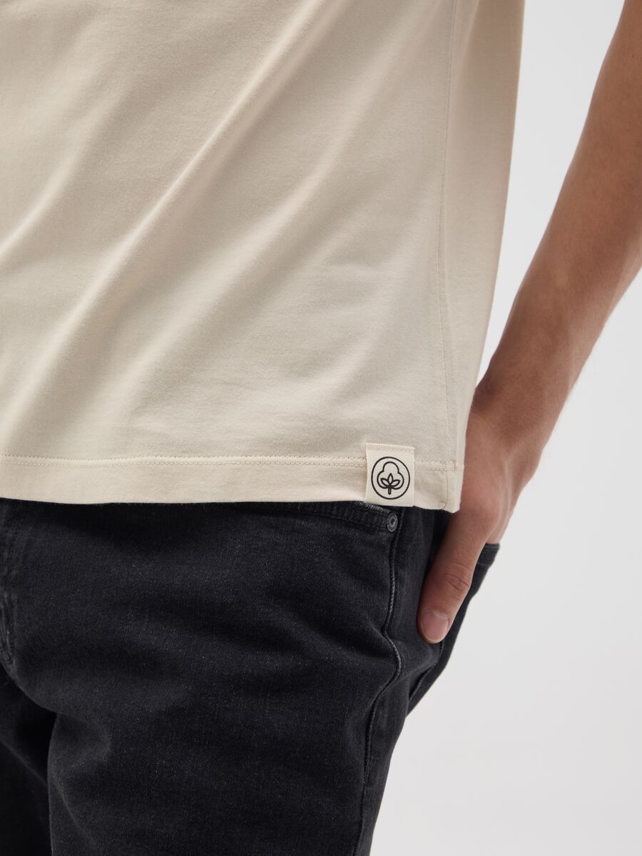 Beige regular fit pure cotton T-shirt_3