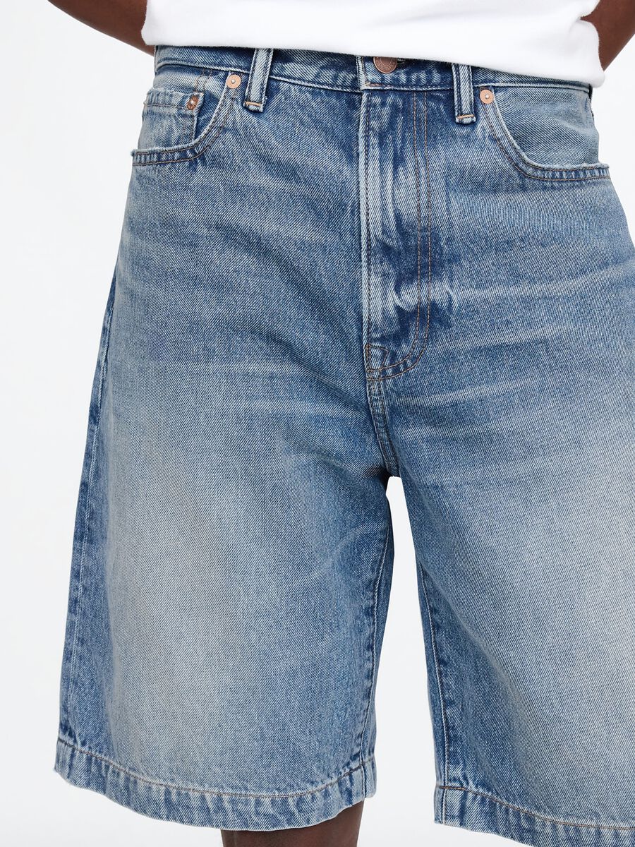 Denim Bermuda Shorts with Washed Effect_4