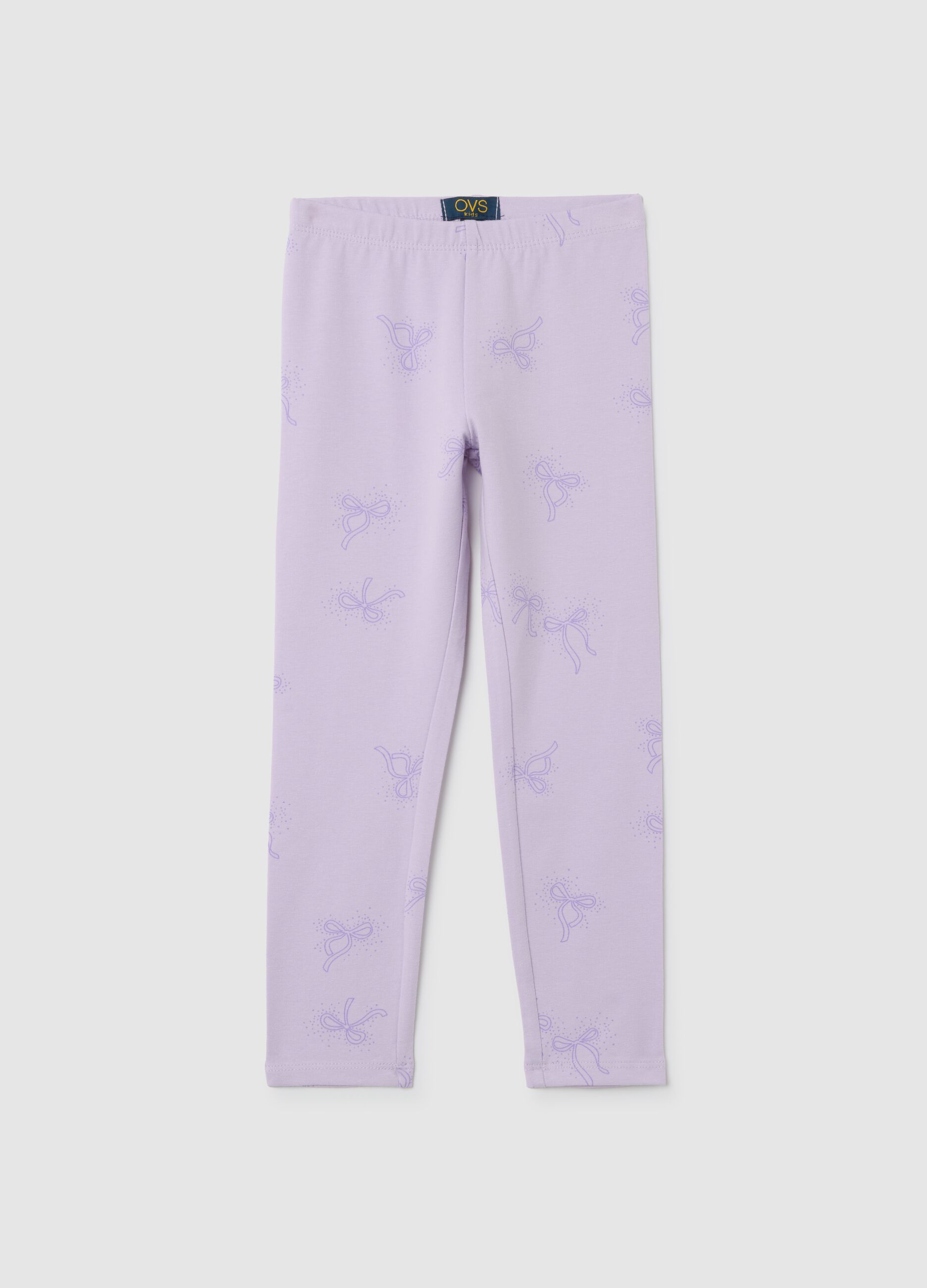 Girls' Purple Stretch Cotton Leggings