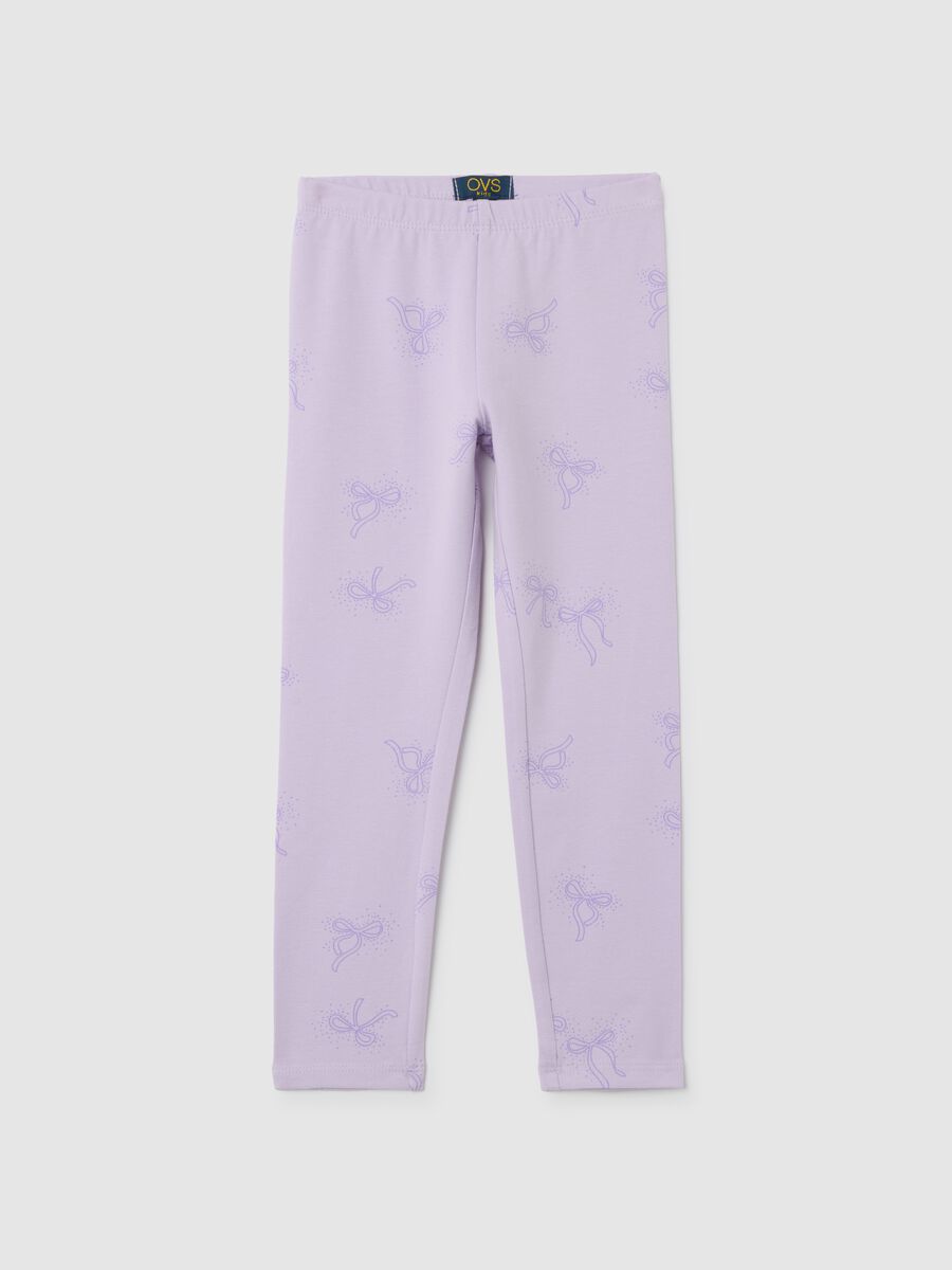 Girls' Purple Stretch Cotton Leggings_0