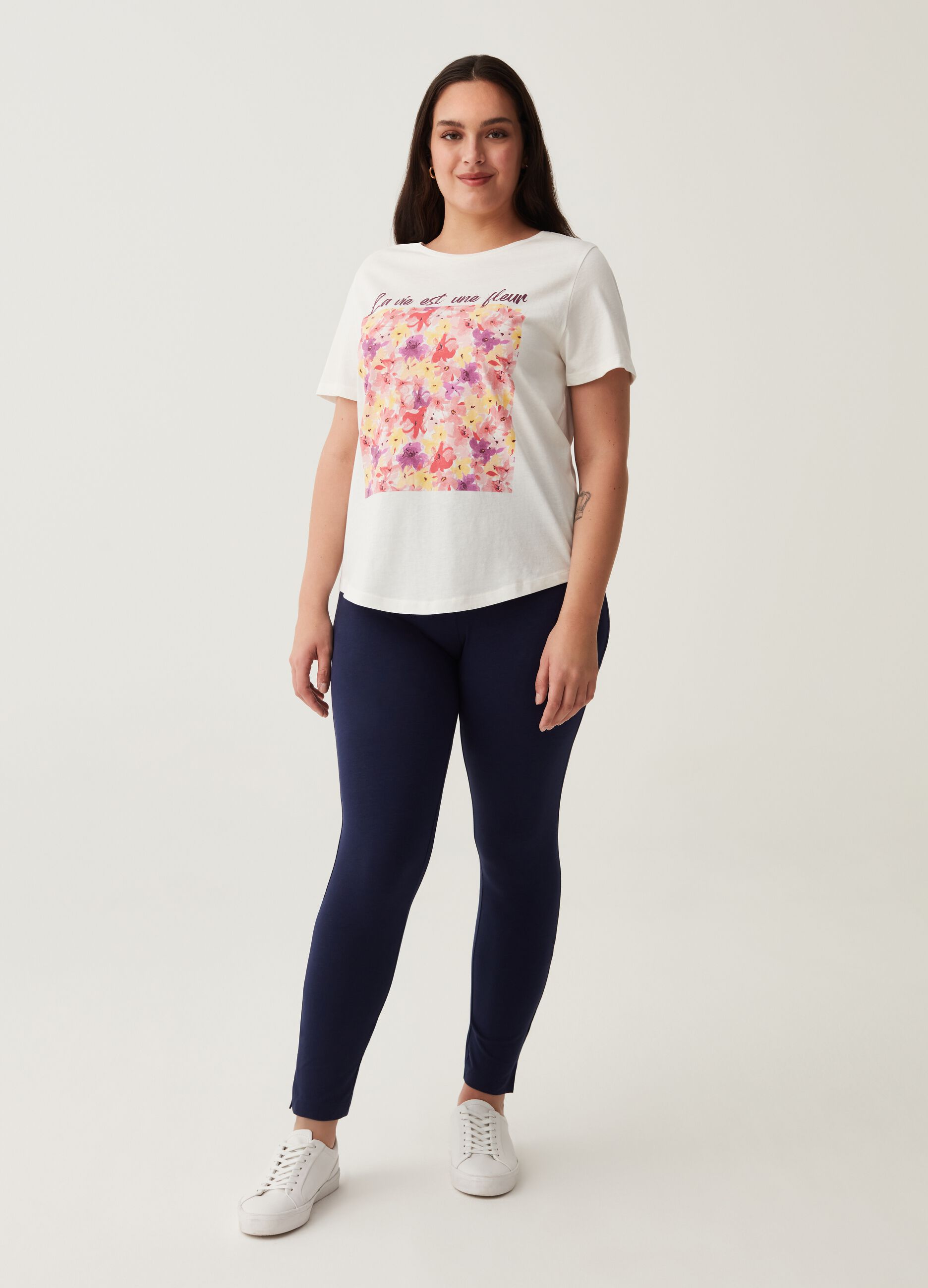 T-shirt in cotone con stampa Curvy_0