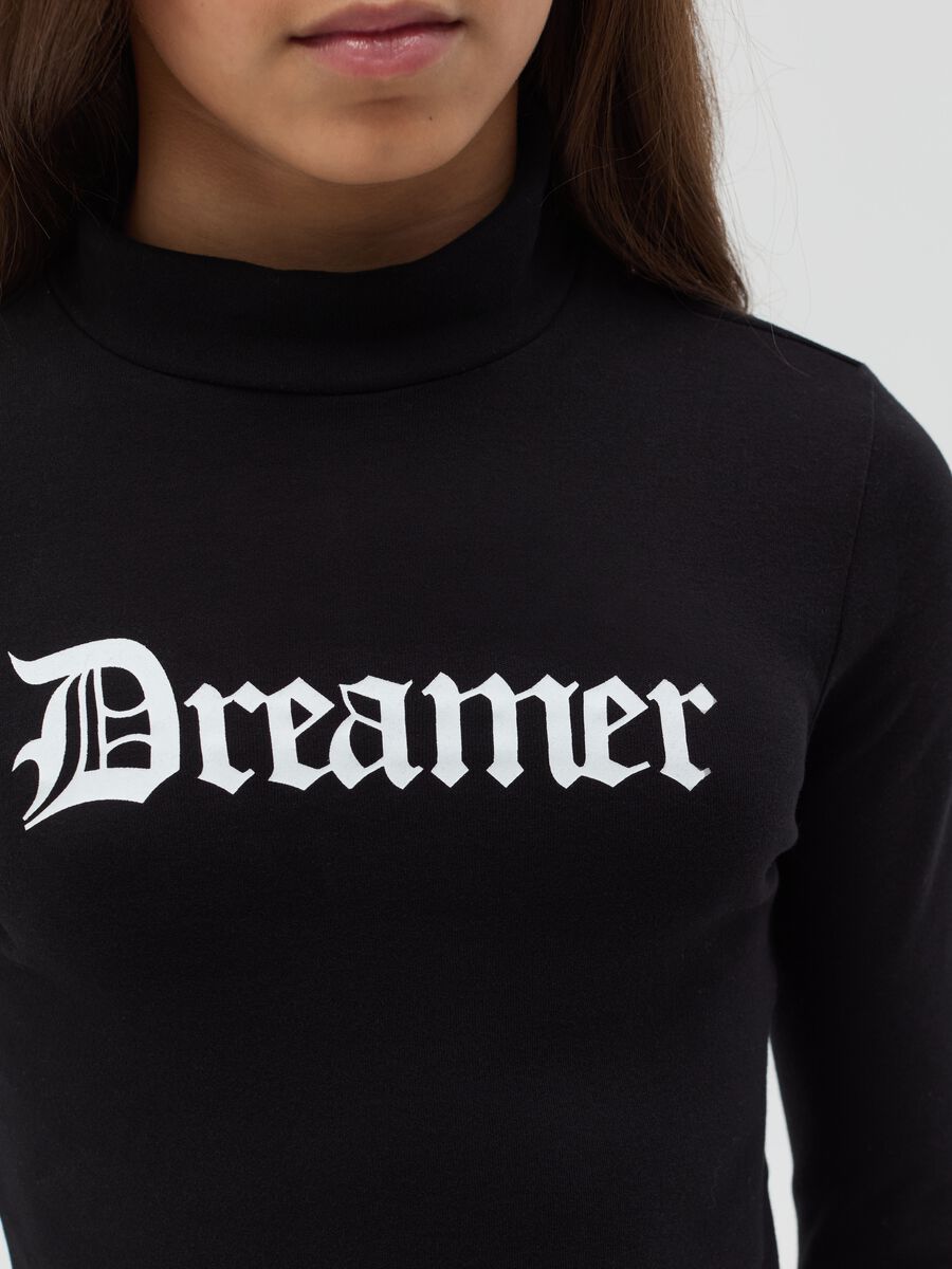 T-shirt with mock neck and gothic print_1