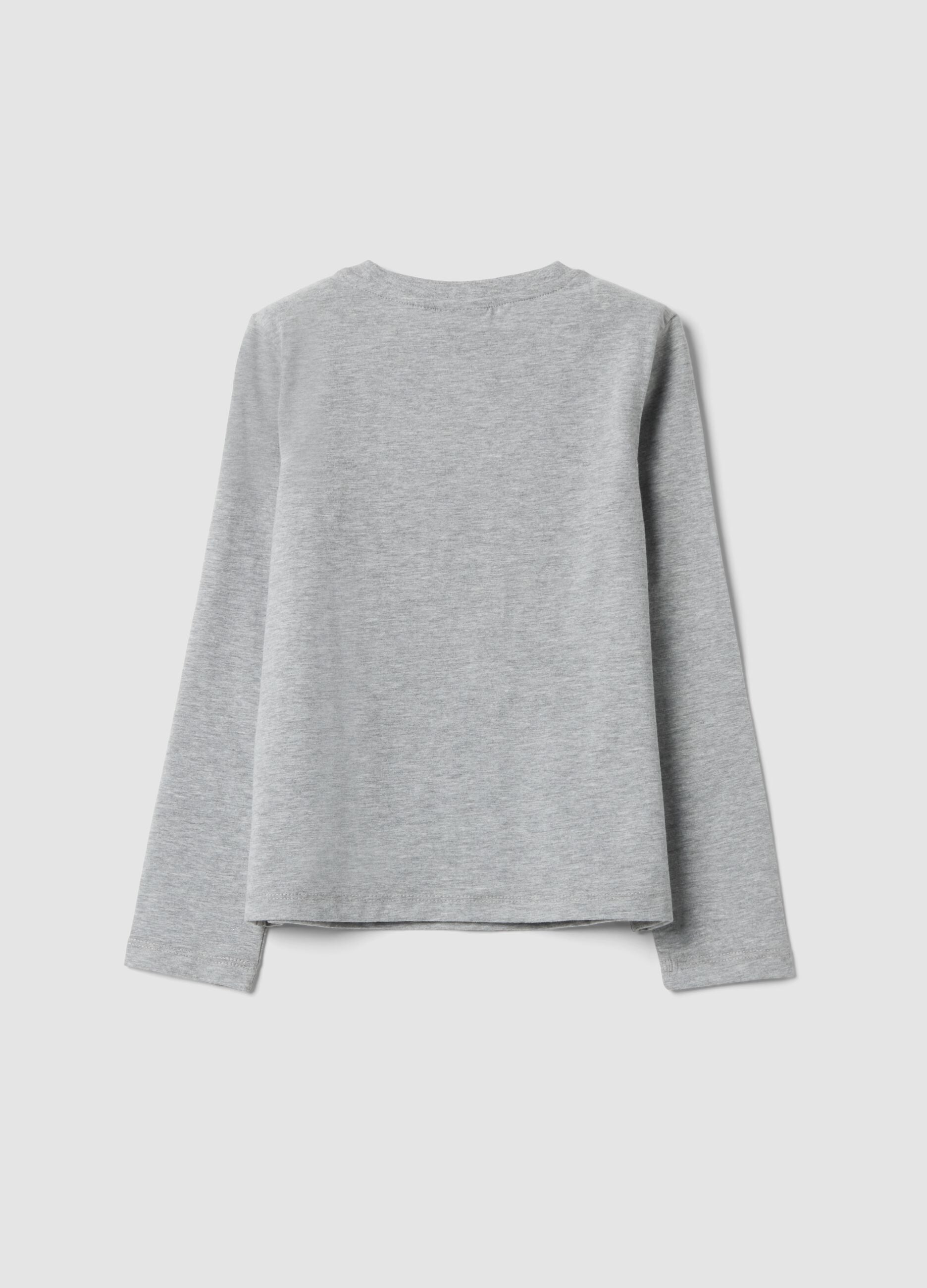 Grey stretch cotton long-sleeve T-shirt with K-Pop Demon Hunters print