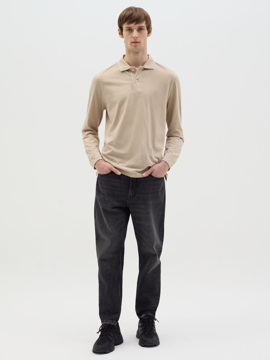 Long-sleeved polo shirt in cotton_1