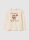 Regular fit beige cotton baby girl t-shirt_0