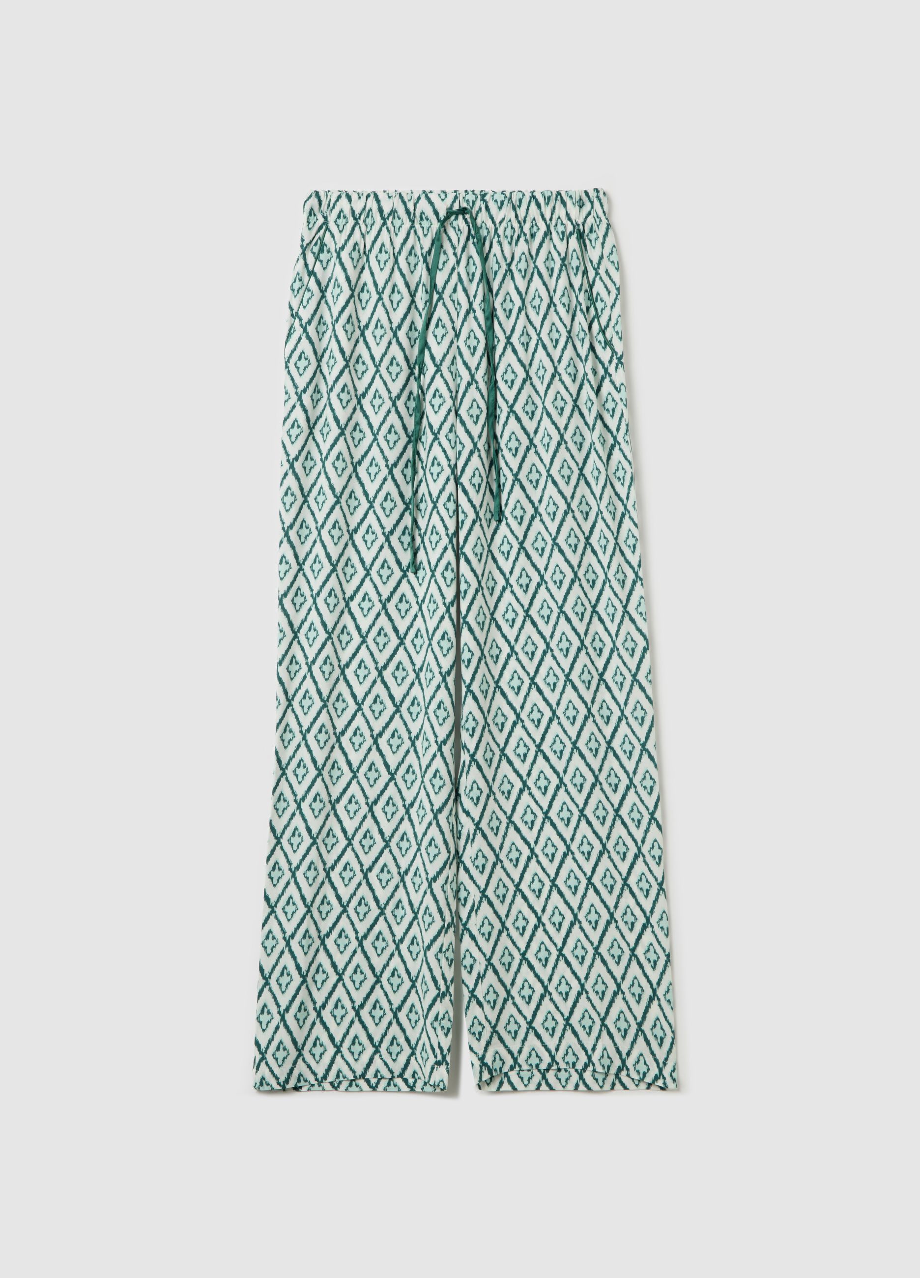 Viscose pyjama trousers with ikat print
