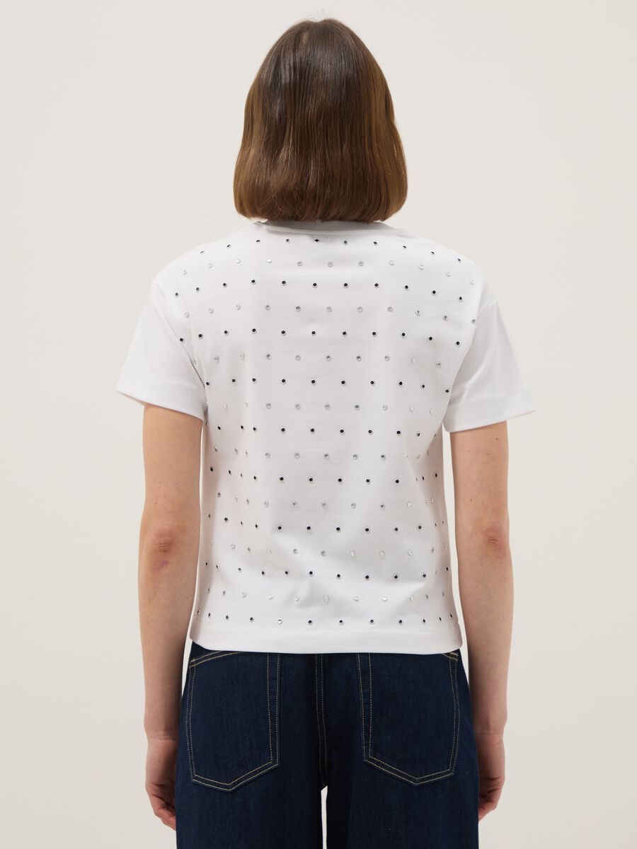 White stretch-cotton T-shirt with studs, regular fit_3
