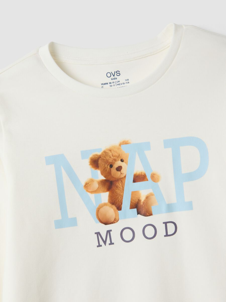 Multicoloured pure organic cotton pyjamas with teddy bear print for girls_2