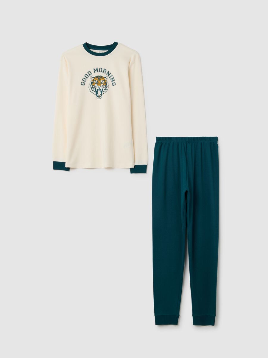 Pigiama da ragazzo in puro cotone multicolor regular fit_0