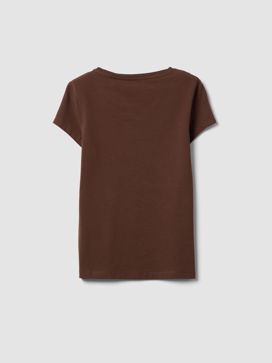 Brown stretch cotton crew-neck T-shirt, regular fit_5