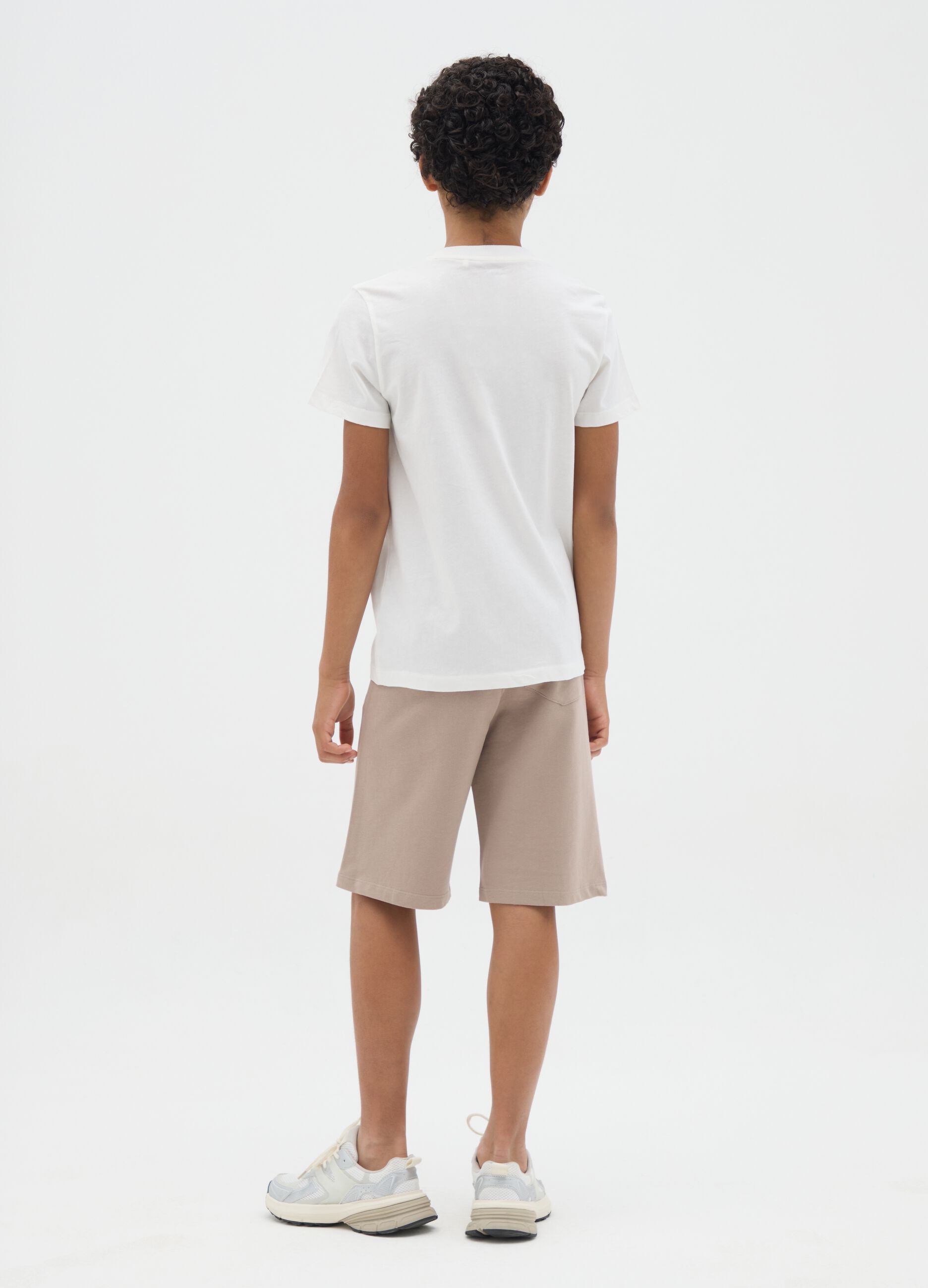 Boy's white and beige pure cotton regular fit outfit
