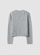Grey jacquard stretch wool crew-neck cardigan, regular fit_6