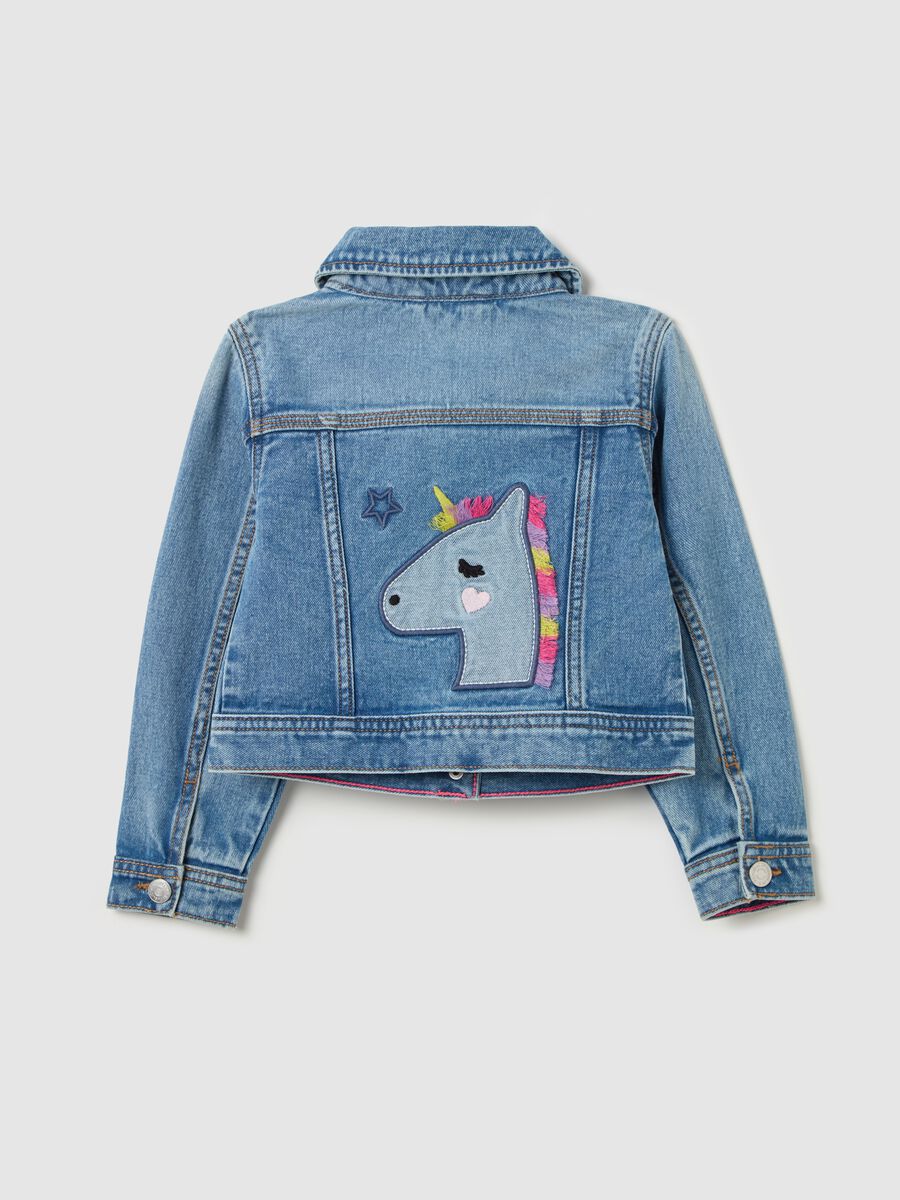 Denim jacket with unicorn patch_1