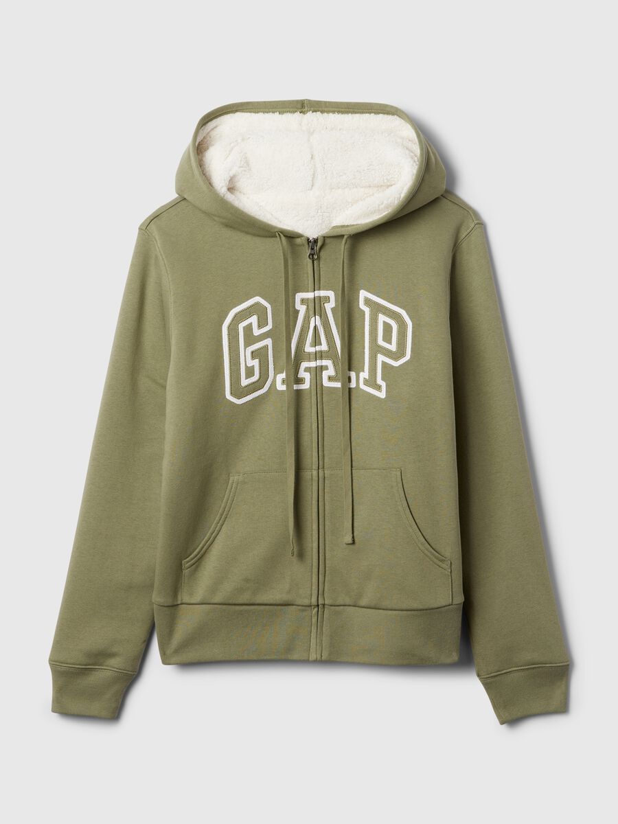 Full-zip sweatshirt with sherpa lining and logo embroidery_3