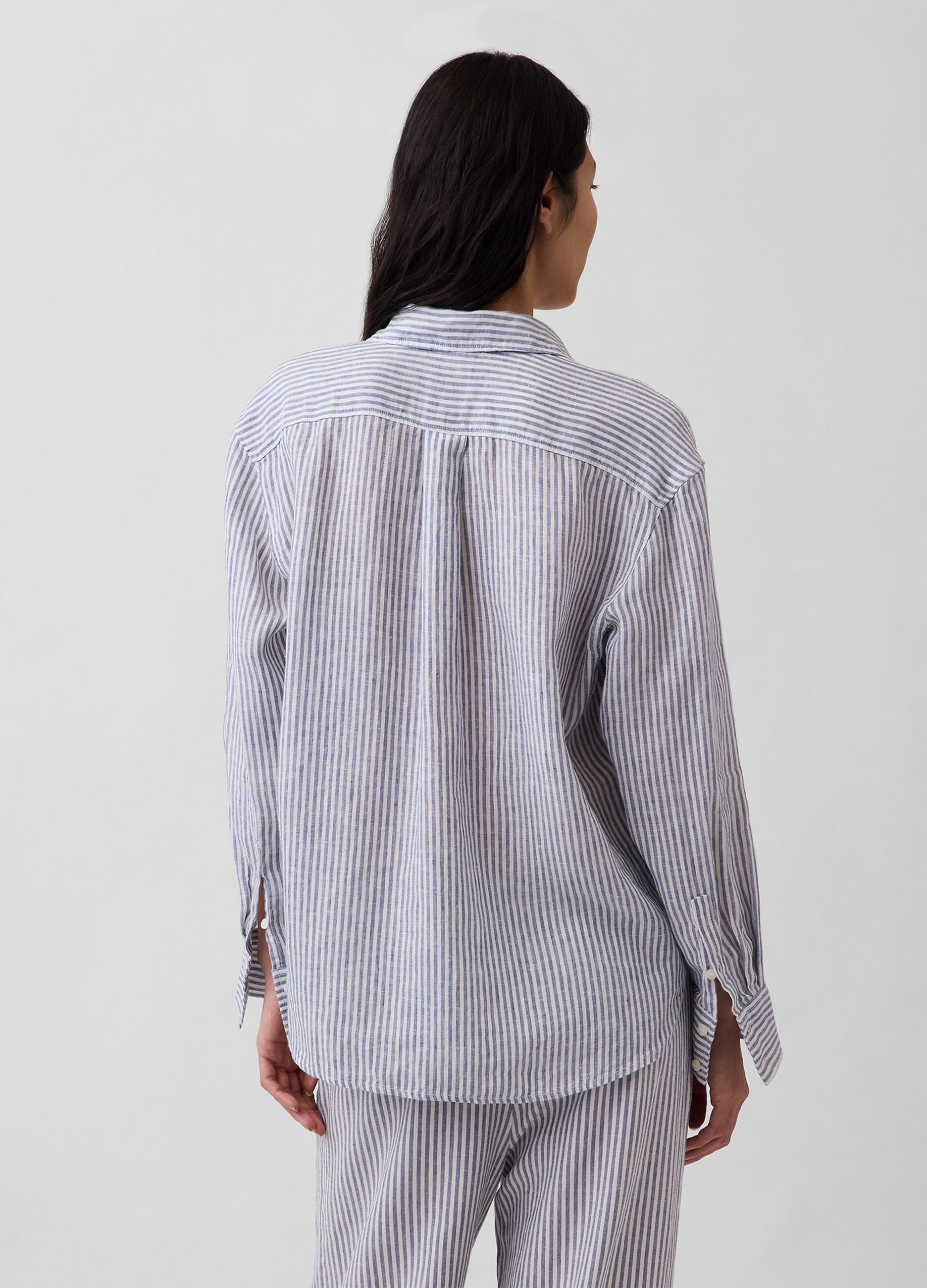 Pure linen striped shirt