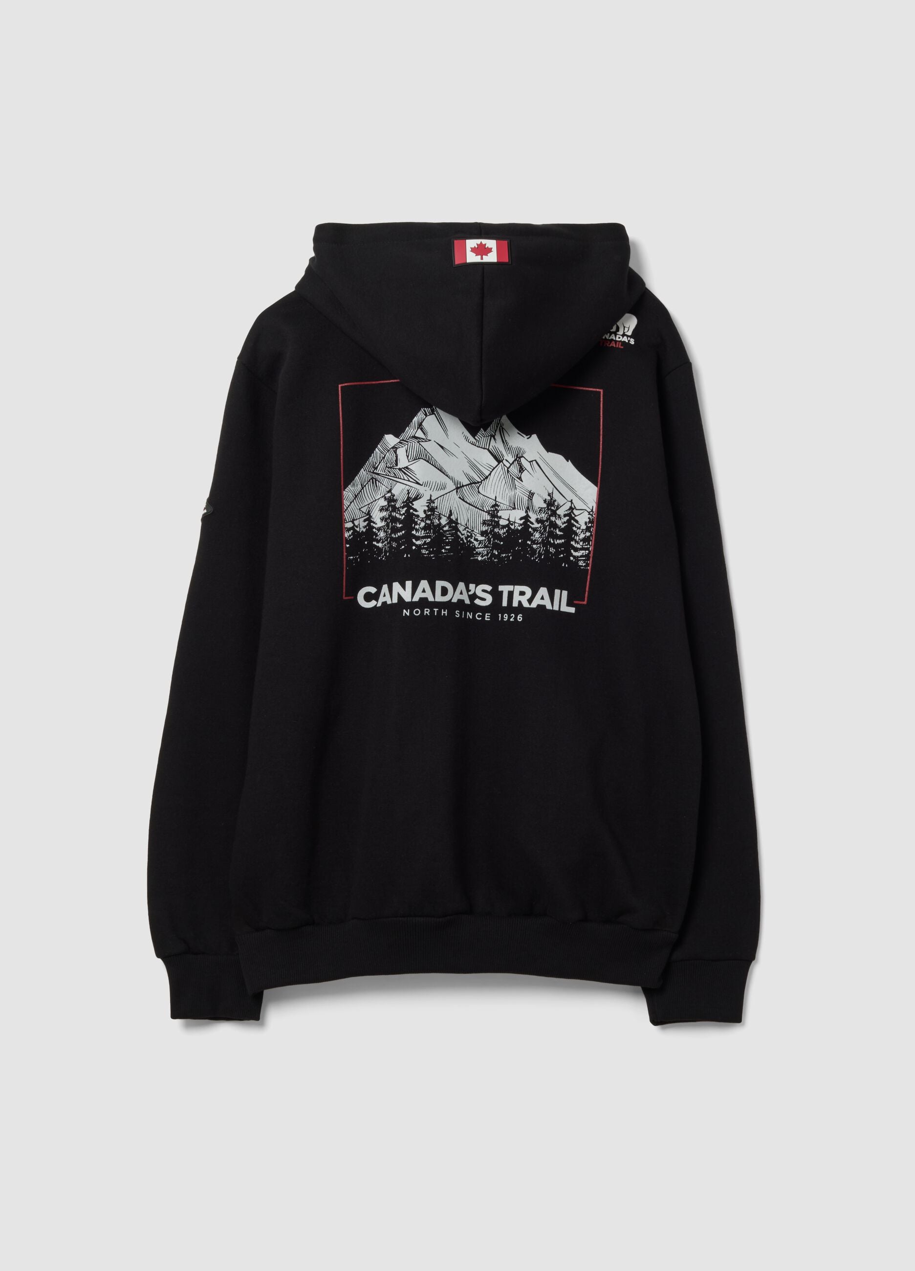 Black and Red Cotton-Blend Full-Zip Hoodie
