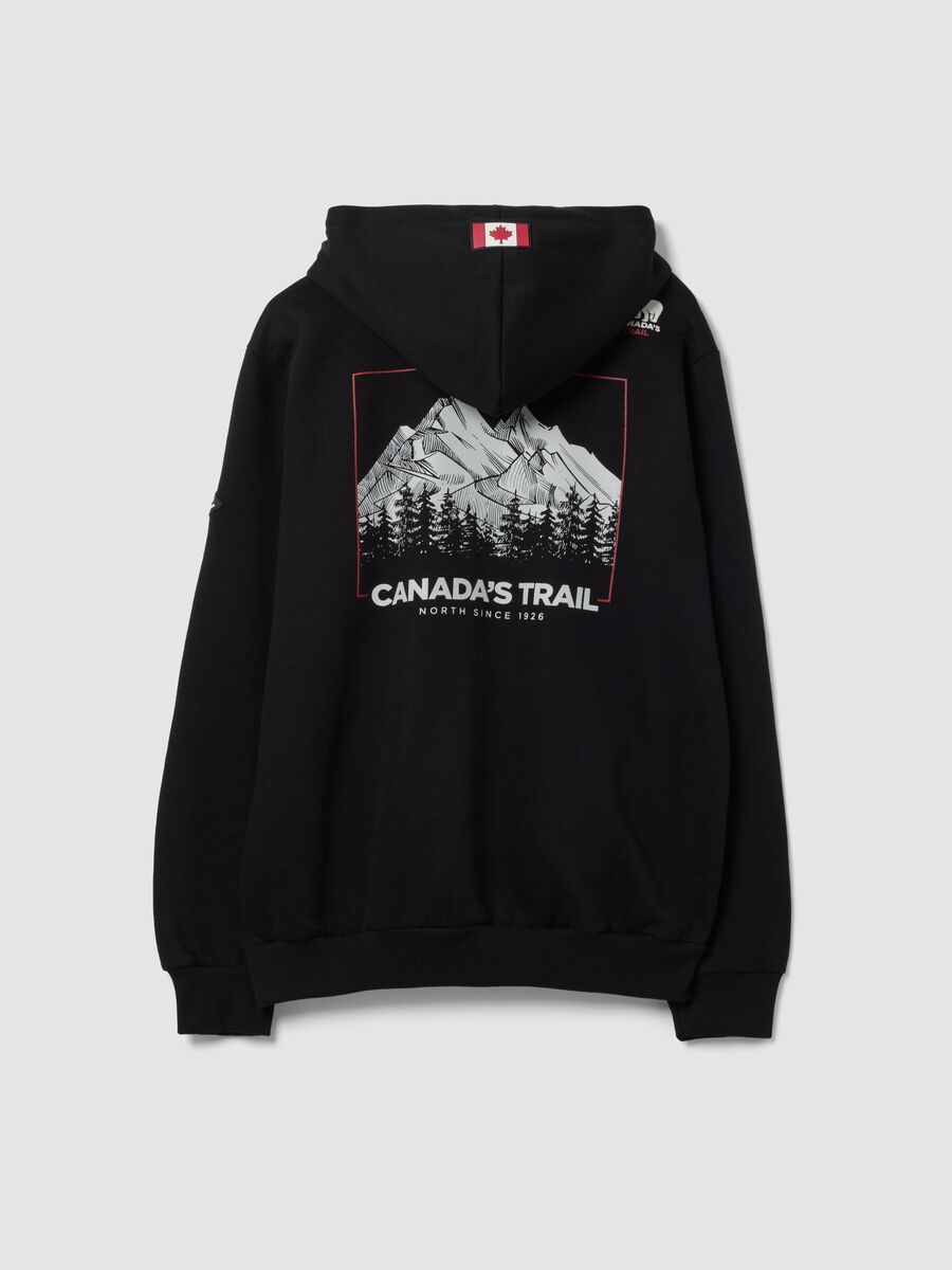 Black and Red Cotton-Blend Full-Zip Hoodie_1