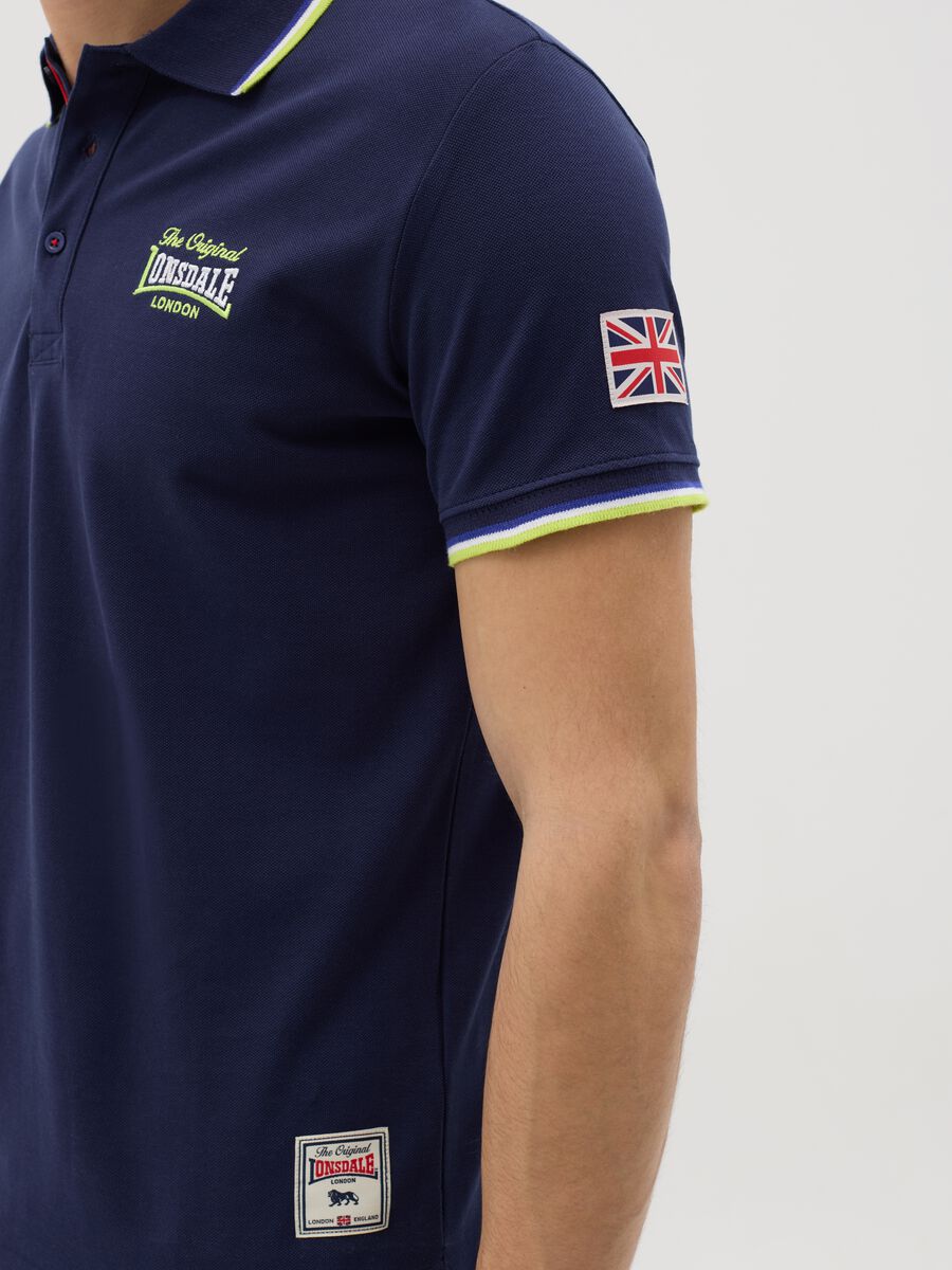 Lonsdale blue polo shirt with short sleeves in cotton_2