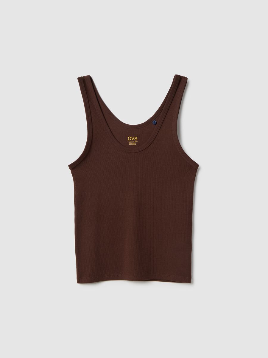 Canotta in cotone elasticizzato marrone regular fit_4
