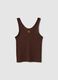 Brown stretch cotton tank top regular fit_4