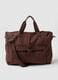 Brown foldable travel bag with shoulder strap and zip pockets_0