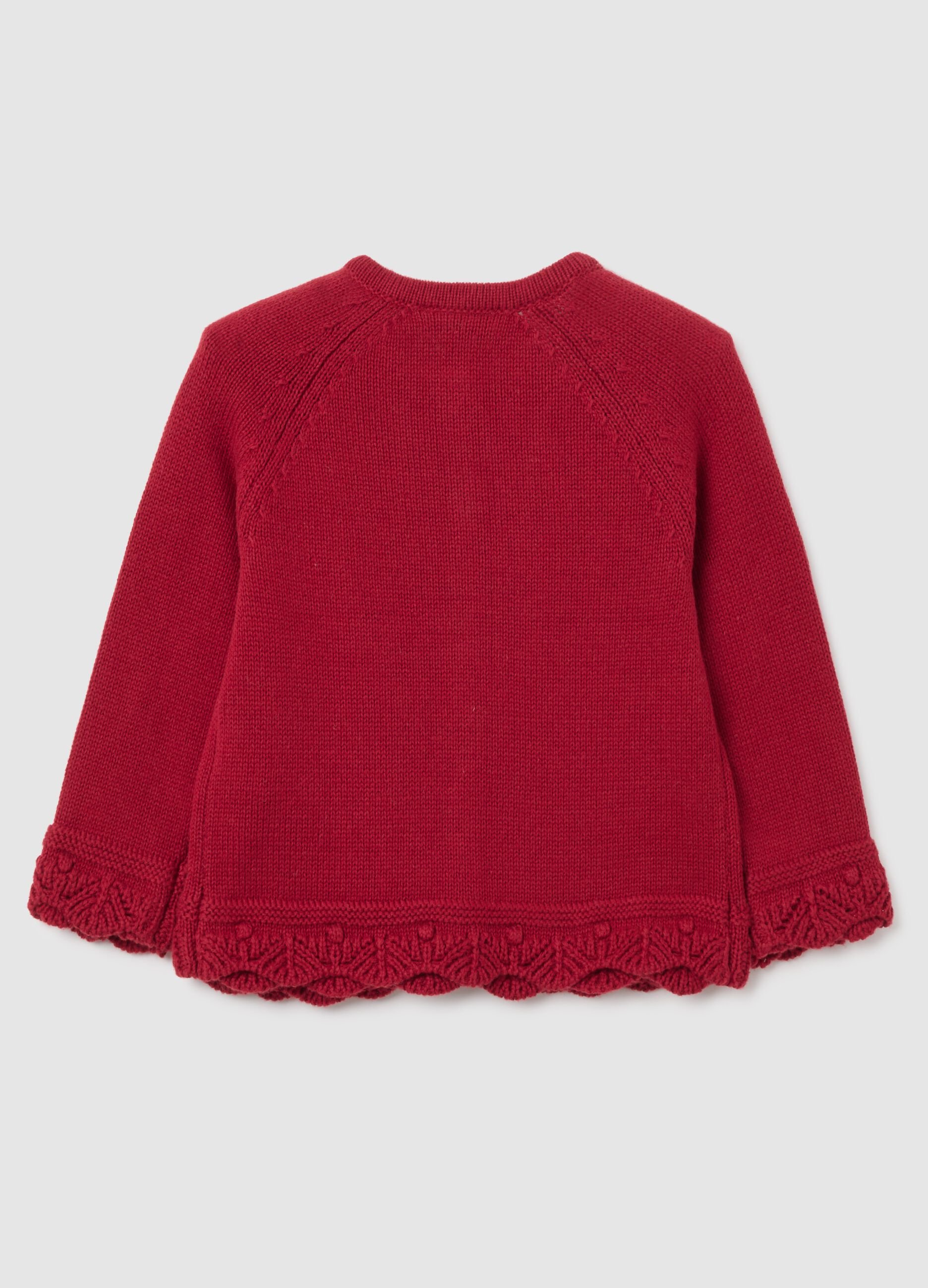Girls' red pure cotton cardigan regular fit