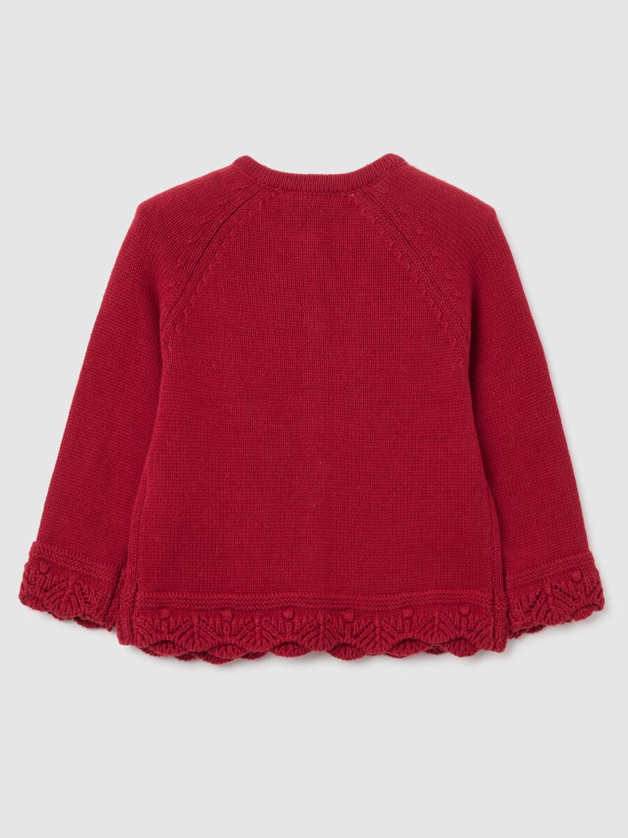Girls' red pure cotton cardigan regular fit_1